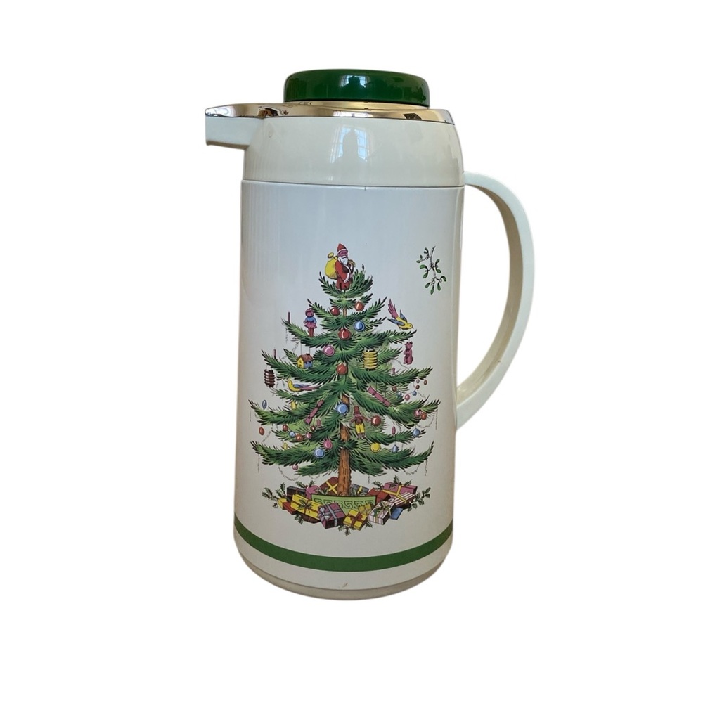Spode Holiday Decor Green and White Thermos